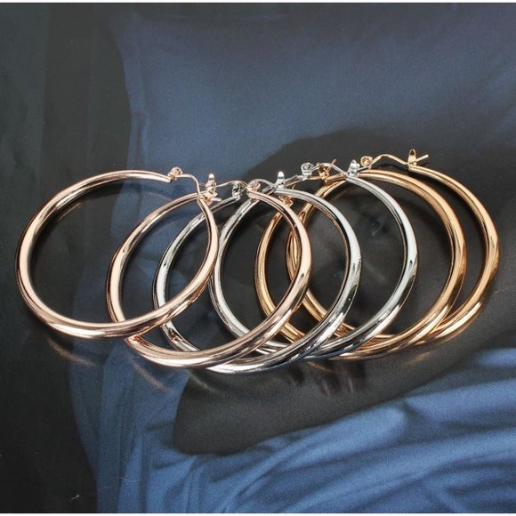 50mm Rosegold hoop earrings - Picture 6 of 7